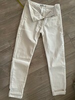 Women's bershka skinny jeggings white linen denim pants 38