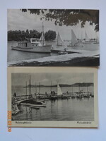 Két régi képeslap együtt: Balatonföldvár, csónakkikötő (50-es évek)