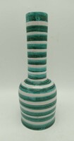 Dybisewszky iparművészeti kerámia váza, (kézigránát alakú), zöld csíkos, 23 cm