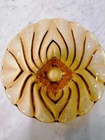 Rare antique art deco rudolf schrötter amber colored glass fruit serving bowl