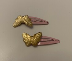 2 Pcs gold stone glitter jeweled butterfly butterfly butterfly hair clip hair clip clip hair clip