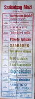 Szabadság cinema program card 1968, 29.5 X 84 cm.