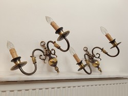 Antique copper wall arm 2 two-arm Flemish + 4 new decorative candles and 4 new candle bulbs 228 8432