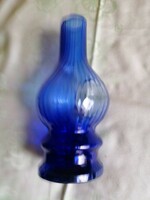 Kék antik üveg mécses gyönyörű  19 cm