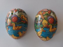 Retro papier-mâché Easter egg with duck pattern