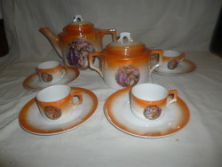 Antik pajzspecsétes zsolnay porcelán kávés készlet 4 csészével