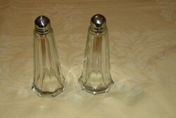 Glass salt and pepper shaker lid stainless steel Fackelmann 11x4, 5 cm