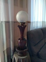 Art deco carved wooden table lamp