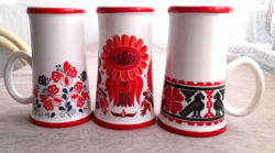 Hollóháza porcelain jug with a folk pattern