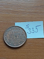 Spain 5 euro cent 2001 steel copper plated, santiago de compostela, cathedral s335