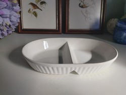 28.5 X 19 x 5 cm, 2-compartment Japanese ceramic baking dish with hairline crack