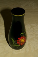 Glass vase retro dark purple shade colorful hand painted 14x6 cm