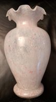 Fodros szélű huta üveg váza, 32 cm