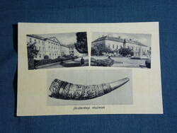 Postcard, jasper, mosaic details, Lehel vezér square, school, Lehel's horn