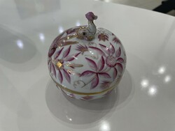 Herendi pink Zova patterned fish bonbonier box porcelain