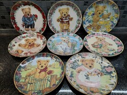 Teddy bear macis The Franklin Mint Porcelain angol porcelán dísztányér kollekció maci szerelmeseinek