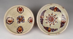 1Q837 marked saffron cheesecloth ceramic wall plate pair 11.5 Cm