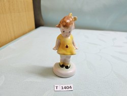 T1404 Bodrogkeresztúri katicás lány sárga ruhás 13,5 cm