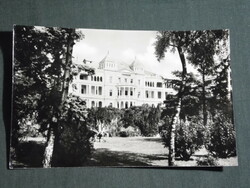 Postcard, Balatonfüred, state heart hospital skyline, park detail