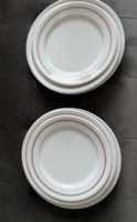 Alföldi tányérok, 2 mély, 2 lapos, 2 desszertes, vékony dupla barna csíkos, egyben