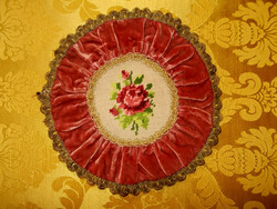 Old velvet tablecloth with tapestry. 23 cm