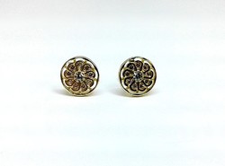 Gold earrings with pink and white stones (zal-au121445)