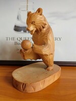 Carved football-playing bear 18.5 Cm