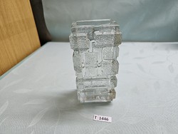 T1446 Panelák kristályüveg váza Sklo Union Jirí Zejmon Rudolfova Hut 18 cm