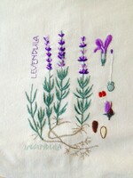 Embroidered herb bag with lavender pattern
