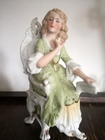 Antik viktorianus festett  biszkvit  porcelán Hölgy 1880-as évek - Art&Decoration