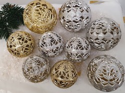 Set of 9 spherical Christmas tree decorations 7-9 cm