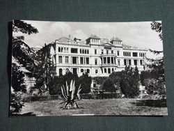 Postcard, Balatonfüred, state heart hospital skyline, park detail