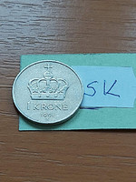 Norway 1 kroner 1991 copper-nickel, v.King Olav sk