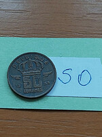 Belgium belgique 50 centimes 1959 miner, bronze so