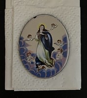 Szűz Mária Medál ( arany vagy ezüst ) keretbe foglalható , Tűzzománc , Porcelán
