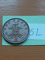 English England 2 pence 1975 ii. Queen Elizabeth, bronze sl