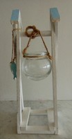 Candle holder glass on wooden holder 31 cm