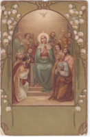 HV:96 Vallásos antik dombornyomott Üdvözlő képeslap postatiszta 1900, sarok hibával