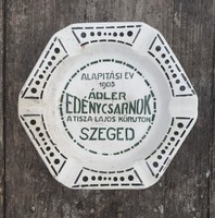 Hollóházi reklámhamutartó - Ádler Edénycsarnok, Szeged, 1930-as évek