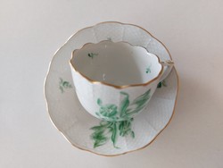 Antique Herend coffee cup Old Herend mocha green floral