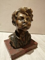 Giuseppe gambogi (1862-1938) - antique bronze statue, boy portrait. Only on auction for 1 week.