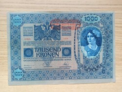 1000 Kronen / crown 1902, Austria, deutschösterreich with stamp