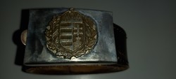 Pénzügyőr szolgálati öv és övcsat 90-es évek, koronás címerrel vasból