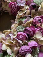 Richly decorated spring, Easter wreath ... hydrangea, buttercup