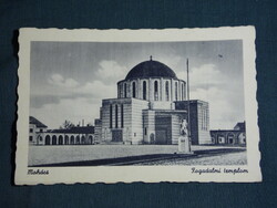 Postcard, mohács, votive church, skyline detail
