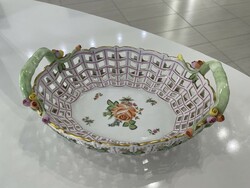 Herend openwork fruit basket serving centerpiece porcelain