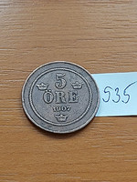 Sweden 5 öre 1908 bronze, ii. Oscar #535
