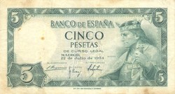 5 Pesetas pesetas 1954 Spain