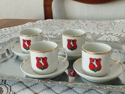 Hollóházi porcelán kávés csészék - Kecskemét város címerével