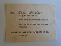D201563  Köves Lászlóné  cipészmester  Budapest VII. ker. Rákóczi út 32